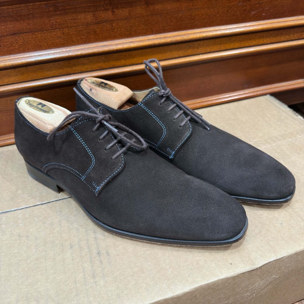 FINSBURY Derby Brown Suede Leather Dress Shoes Size 7.5 US, 6.5 UK